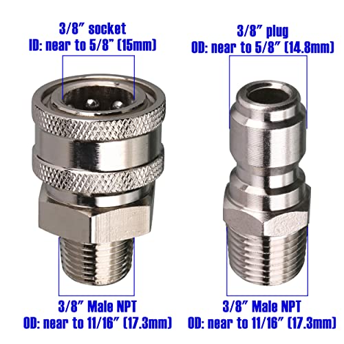 Tool Daily Pressure Washer Adapter Set, Quick Connect Kit, 3/8’’ Male Thread Fitting, 5000 PSI