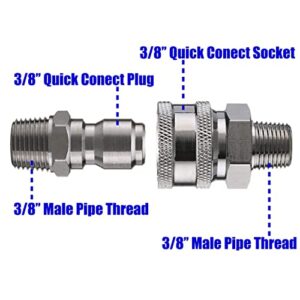 Tool Daily Pressure Washer Adapter Set, Quick Connect Kit, 3/8’’ Male Thread Fitting, 5000 PSI