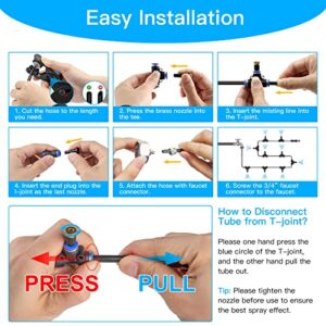 BORCARFT Misters for Outside Patio, Misting Cooling System for Patio, 65FT (20M) Misting Line+20 Mist Nozzles+3/4" Brass Adapter, Outdoor Water Mister System for Patio Garden Greenhouse Trampoline