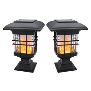 yonxuleo solar torch lights, auto on/off flickering flame solar powered outdoor lights, waterproof landscape decoration for yard patio garden, long time lighting pack of 2