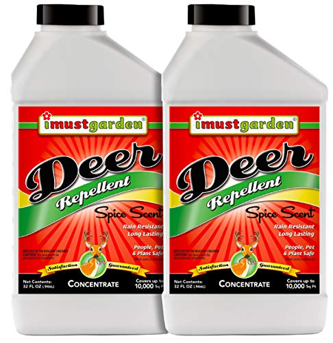 I Must Garden Deer Repellent Concentrate [2 Pack] - Natural Spice Scent - Two 32oz Bottles