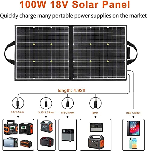 5V USB Flashfish Foldable Solar Cells Battery Charger Folding Outdoor Power Supply Camping Garden 100W 18V Portable Solar Panel (Color 50W) (100w) (100w)