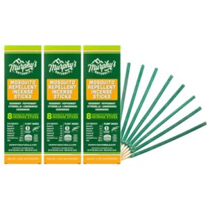 murphy’s naturals mosquito repellent incense sticks | deet free with plant based essential oils | 2.5 hour protection | 8 sticks per carton | 3 pack