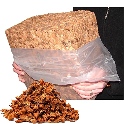 Compressed Coconut Husk Chips 9lbs - Expandable Substrate Block, Coco Coir Fiber Mulch, Reptile Bedding, Potting Soil Mix for Indoor & Outdoor Applications.