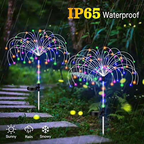 Insoiis Solar Firework Lights, 2 Pack 120 LED Solar Outdoor Lights Decorative, 2 Lighting Modes Sparkles Stake Yard Light for Garden, Yard, Landscape and Driveway
