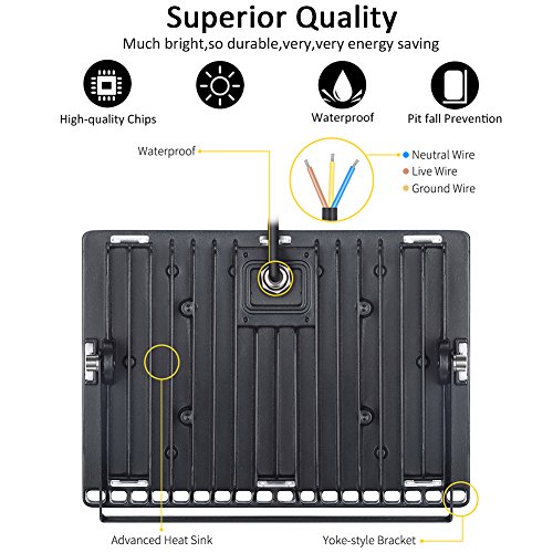 100W Led Flood Light, Missbee Thinner Lighter Outdoor Security Light, 11000Lm,Warm White 6000-6500K, IP67 Waterproof, Landscape Spotlights for garage, yard, lawn and Garden