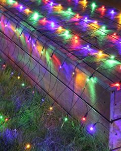 flacchi multicolor net lights, 6 ft x 4 ft 160 led 8 modes low voltage mesh net lights connectable green wire string lights for christmas trees, bushes, wedding, garden, xmas outdoor decorations