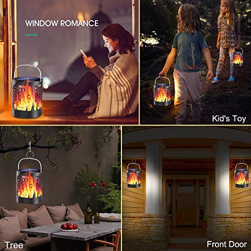 Upgraded Solar Lanterns Outdoor Hanging, YoungPower Dancing Flame Outdoor Torch Lights Solar Powered Umbrella Night Lights Dusk to Dawn Auto On/Off Landscape Lighting for Garden Camping Party, 4 Pack