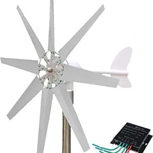 SZYARA 2000W Wind Turbine Generator Kit 8 Blades Low Noise Horizontal Wind Turbine with Charge Controller for Home Garden Use(White),12v