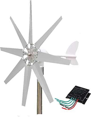 SZYARA 2000W Wind Turbine Generator Kit 8 Blades Low Noise Horizontal Wind Turbine with Charge Controller for Home Garden Use(White),12v