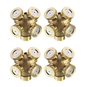 yardwe 4pcs mist spray nozzle 4 hole brass misting nozzles agricultural water sprayer sprinkler irrigation for outdoor garden lawn cooling system m14x1.5
