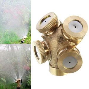 Yardwe 4pcs Mist Spray Nozzle 4 Hole Brass Misting Nozzles Agricultural Water Sprayer Sprinkler Irrigation for Outdoor Garden Lawn Cooling System M14x1.5