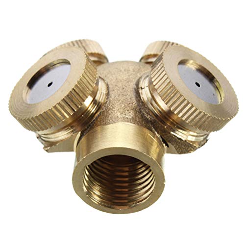 Yardwe 4pcs Mist Spray Nozzle 4 Hole Brass Misting Nozzles Agricultural Water Sprayer Sprinkler Irrigation for Outdoor Garden Lawn Cooling System M14x1.5