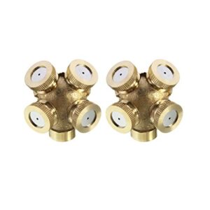 Yardwe 4pcs Mist Spray Nozzle 4 Hole Brass Misting Nozzles Agricultural Water Sprayer Sprinkler Irrigation for Outdoor Garden Lawn Cooling System M14x1.5