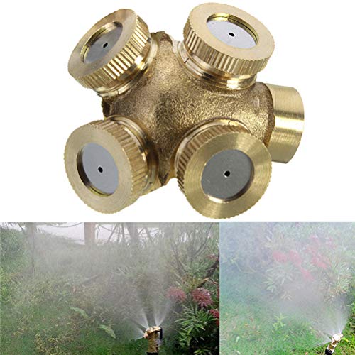 Yardwe 4pcs Mist Spray Nozzle 4 Hole Brass Misting Nozzles Agricultural Water Sprayer Sprinkler Irrigation for Outdoor Garden Lawn Cooling System M14x1.5