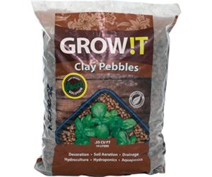 grow!t gmc10l – 4mm-16mm clay pebbles, brown, (10 liter bag) – made from 100% natural clay, can be used for drainage, decoration, aquaponics, hydroponics and other gardening essentials