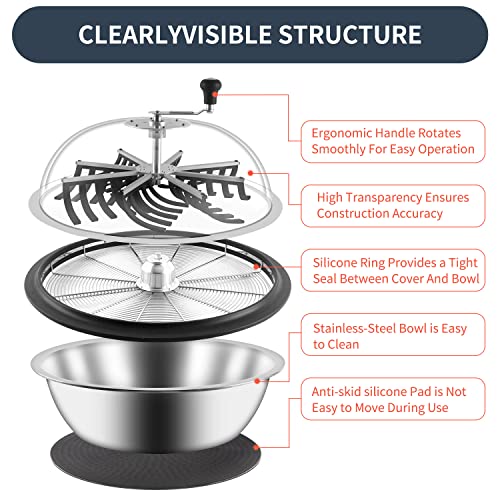 ATOUR 24 inch Bud Leaf Bowl Trimmer Upgraded Version with Clear Visibility Dome and Cut-Resistant Gloves, Sharp Stainless Steel Blades for Spin Cut, Solid Metal Gear Box, and Hand Pruner