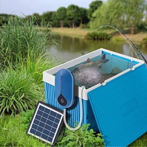 Lewisia Solar Air Pump Kit Hydroponic Pump Solar Battery with Air Hoses and Bubble Stones 3 Working Modes Pond Aerator Bubble Oxygenator 1.5W