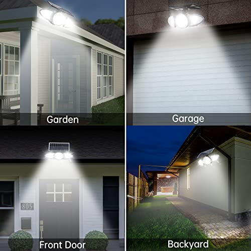 Gonengo Solar Outdoor Lights, 3 Heads Solar Motion Sensor Lights, IP65 Waterproof, 270°Wide Lighting Angle Solar Lights, Solar Flood Lights for Outdoor Wall Garden Yard(2 Pack)