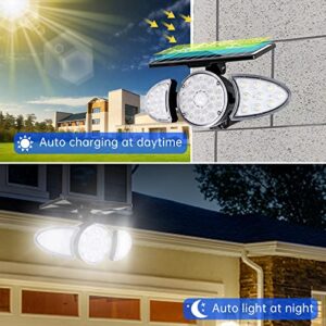 Gonengo Solar Outdoor Lights, 3 Heads Solar Motion Sensor Lights, IP65 Waterproof, 270°Wide Lighting Angle Solar Lights, Solar Flood Lights for Outdoor Wall Garden Yard(2 Pack)