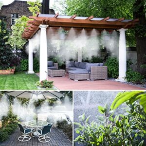 DreiWasser Misters for Outside Patio 59ft, DIY Mister System for Cooling Outdoor + 19 Brass Mist Nozzles + 1 Brass Adapter (3/4"), Misting Cooling System for Backyard Porch Deck