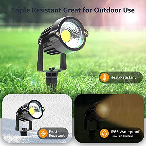 Outdoor Landscape Lights 5W LED Garden Lights IP65 Waterproof COB Spotlights with Spiked Stand for Outdoor Indoor Lawn Yard Walls Trees Flags Decorative Lamp Warm White Lights, 2 Pack