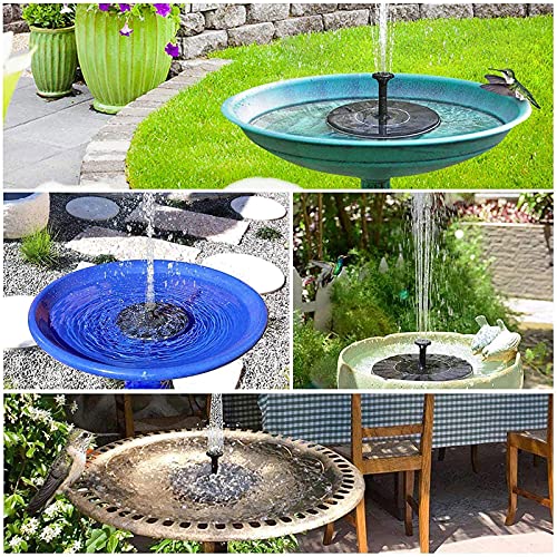 Floating Solar Fountain Pump,Circle Solar Powered Bird Bath Fountain Free Standing Solar Pond Pump with 1200mah Battery Backup,6 Nozzles Solar Fountain for Aquarium Outdoor Garden-Black 18cm(7inch)