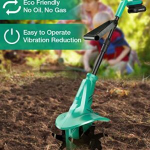 Kimo Cordless Tiller Cultivator with 24 Steel Tines, 7.8-in Wide & 5-in Depth Garden Cultivator, Electric Rototiller w/Battery Powered Tiller Rototillers for Garden,Lawn,Yard,Soil Cultivation