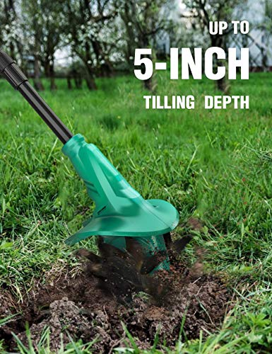 Kimo Cordless Tiller Cultivator with 24 Steel Tines, 7.8-in Wide & 5-in Depth Garden Cultivator, Electric Rototiller w/Battery Powered Tiller Rototillers for Garden,Lawn,Yard,Soil Cultivation