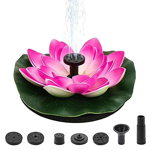 Monocrystalline Submersible Pump for Garden Patio Aquarium Outdoor Decor,Bird Bath Solar Fountain Pump,Lotus Solar Pond Pump Floating Free Standing Solar Fountain with 5 Nozzles-Lotus 16x16cm(6.3inch)