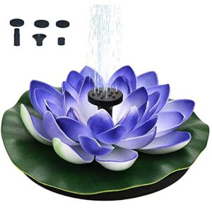 lotus solar bird bath fountain,free standing solar fountain pump floating solar water fountain with 4 nozzles,outdoor garden solar pond pump for fish tank aquarium water features-purple lotus 16cm(6.3