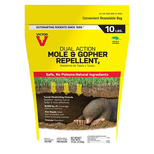 Victor M7002-2 Mole, Gopher, Vole, and Other Burrowing Animals Outdoor Repellent ,Yellow