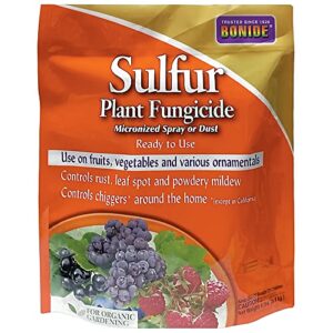 bonide sulfur plant fungicide, 4 lb. ready-to-use micronized spray or dust for organic gardening, controls common diseases