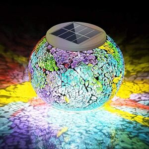 color changing solar powered glass ball led garden lights, rechargeable solar outdoor figurine lights, outdoor waterproof solar figurine night lights solar lantern lights for decorations, ideal gifts