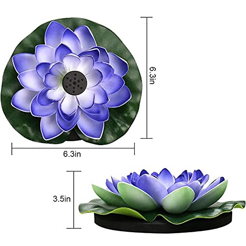 Lotus Solar Bird Bath Fountain,Outdoor Garden Solar Pond Pump for Fish Tank Aquarium Water Features,Free Standing Solar Fountain Pump Floating Solar Water Fountain with 4 Nozzles-Purple lotus 16cm(6.3