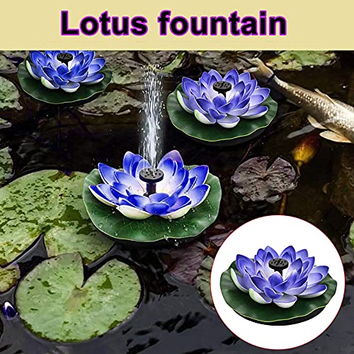 Lotus Solar Bird Bath Fountain,Outdoor Garden Solar Pond Pump for Fish Tank Aquarium Water Features,Free Standing Solar Fountain Pump Floating Solar Water Fountain with 4 Nozzles-Purple lotus 16cm(6.3