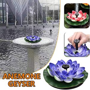 Lotus Solar Bird Bath Fountain,Outdoor Garden Solar Pond Pump for Fish Tank Aquarium Water Features,Free Standing Solar Fountain Pump Floating Solar Water Fountain with 4 Nozzles-Purple lotus 16cm(6.3