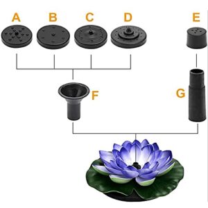 Lotus Solar Bird Bath Fountain,Outdoor Garden Solar Pond Pump for Fish Tank Aquarium Water Features,Free Standing Solar Fountain Pump Floating Solar Water Fountain with 4 Nozzles-Purple lotus 16cm(6.3