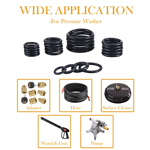 PWACCS High Pressure Washer O Ring Kit, Replacement Rubber Ring for Power Washer, General for Pump, Coupler, Adapter, Hose, Gun and Nozzle, 100 Pieces