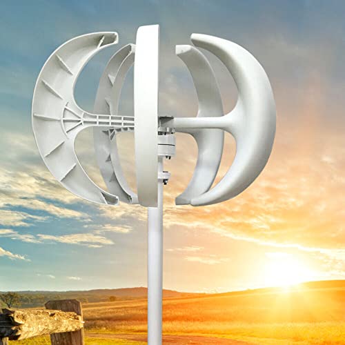 Wind Turbine 600W 24V Wind Turbine Generator White Lantern Vertical Axis Garden Boat Wind Generator 5 Leaves Wind Turbine Kit with Controller