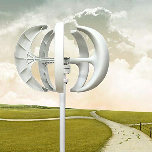 Wind Turbine 600W 24V Wind Turbine Generator White Lantern Vertical Axis Garden Boat Wind Generator 5 Leaves Wind Turbine Kit with Controller