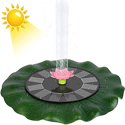 Free Standing Solar Water Fountain Floating Bird Bath Fountain with 5 Flower Shape Nozzles,Monocrystalline Solar Pond Pump for Outdoor Garden Pool,Lotus Leaf Solar Fountain Pump-Lotus 21cm(8.26inch)