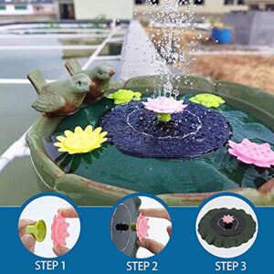 Free Standing Solar Water Fountain Floating Bird Bath Fountain with 5 Flower Shape Nozzles,Monocrystalline Solar Pond Pump for Outdoor Garden Pool,Lotus Leaf Solar Fountain Pump-Lotus 21cm(8.26inch)