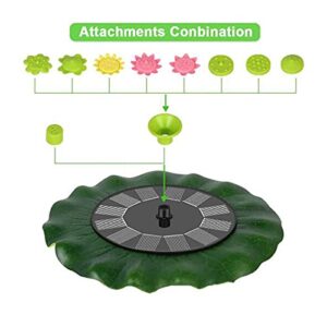 Free Standing Solar Water Fountain Floating Bird Bath Fountain with 5 Flower Shape Nozzles,Monocrystalline Solar Pond Pump for Outdoor Garden Pool,Lotus Leaf Solar Fountain Pump-Lotus 21cm(8.26inch)