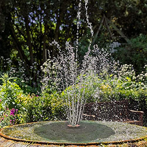 Free Standing Solar Water Fountain Floating Bird Bath Fountain with 5 Flower Shape Nozzles,Monocrystalline Solar Pond Pump for Outdoor Garden Pool,Lotus Leaf Solar Fountain Pump-Lotus 21cm(8.26inch)