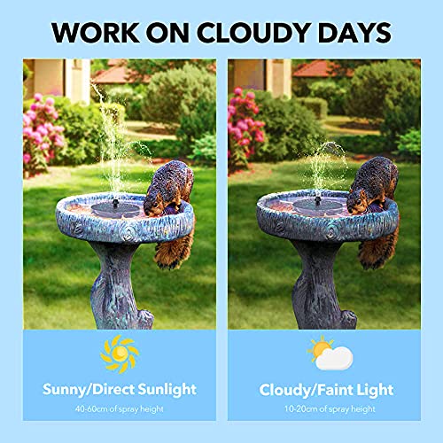 Solar Fountain for Garden Outdoor Aquarium,Floating Solar Water Fountain Free Standing Solar Pond Pump with 4 Nozzles,1.4W Solar Fountain Pump For Bird Bath,No Electricity Required-Flower 16cm(6.3inch