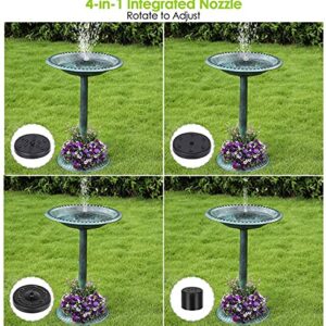 Solar Fountain for Garden Outdoor Aquarium,Floating Solar Water Fountain Free Standing Solar Pond Pump with 4 Nozzles,1.4W Solar Fountain Pump For Bird Bath,No Electricity Required-Flower 16cm(6.3inch