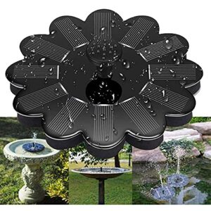 1.4W Solar Fountain Pump For Bird Bath,Floating Solar Water Fountain Free Standing Solar Pond Pump with 4 Nozzles,Solar Fountain for Garden Outdoor Aquarium,No Electricity Required-Flower 16cm(6.3inch