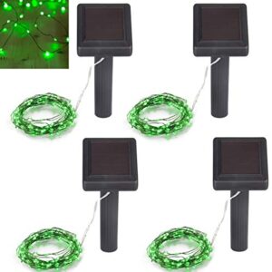 solar powered string lights, 100 led copper wire lights, waterproof starry string lights, indoor/outdoor solar decoration lights for gardens, patios, homes, parties: 20 ft, green – 4 pack