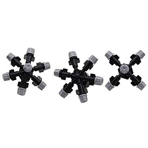 MANHONG Irrigation Dripper 1 Set Multi-Way 360 Degree Atomization Misting Grey Nozzles with 1/2" Thread Connectors Garden Irrigation Watering Sprinklers (Color : 7 Way)